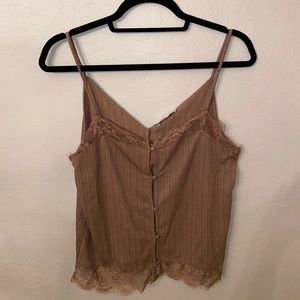 NWT Zara light brown tank w/ lace detail (Small)